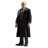 A man in a black suit and tie standing png