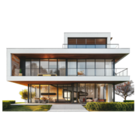 Modern house with large windows and large balcony png