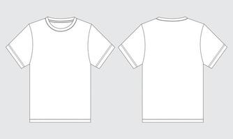 White color short sleeve t shirt front and back isolated on grey background vector