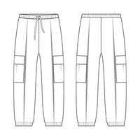 Trouser pant front and back with pocket on knee vector