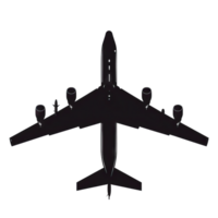 A large airplane is shown in black and white png