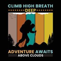 Imaginative and Alluring T-Shirt Designs for Adventurers Who Love the Mountain vector