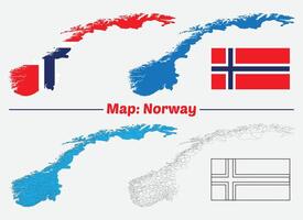 color detailed map of Norway with the administrative divisions of the country with flag. vector