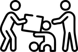 A black and white drawing of two people helping a child vector