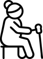 An icon of a person sitting on a chair with a cane vector