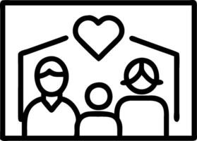 A family is shown in a house with a heart vector