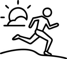 A man running in the sun with a cloud in the background vector