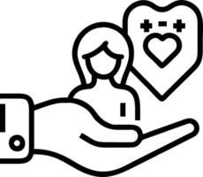 A hand holding a heart and a person with a heart vector
