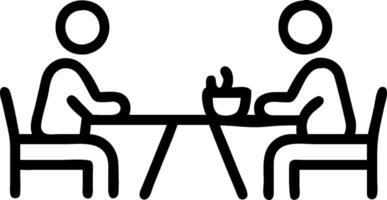 Two people sitting at a table with a cup of coffee vector