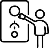 A person is pointing to a button on a wall vector