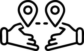 A black and white icon of two hands pointing to each other vector