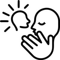 A black and white image of a hand with a face and a sun vector