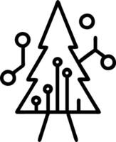 A black and white image of a tree with a tree and a molecule vector