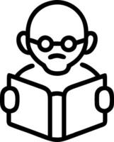 A man reading a book with glasses on vector