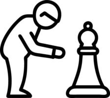 A man is playing chess with a piece on the board vector