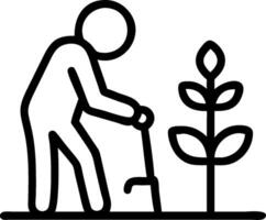 A man is planting a plant in the ground vector