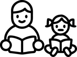A man and a child reading books together vector