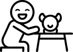 A man sitting at a table with a small animal vector