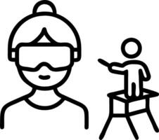 A person with goggles and a person on a ladder vector