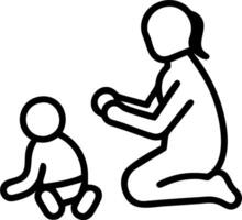 A woman sitting on the floor with a baby vector