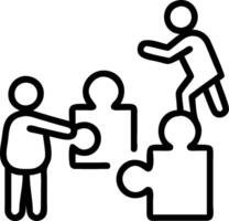 People working together on a puzzle piece vector