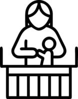 A mother and child in a crib icon vector