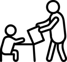 A black and white image of a man helping a child vector