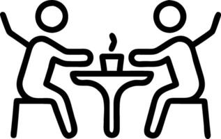 Two people sitting at a table with a cup of coffee vector