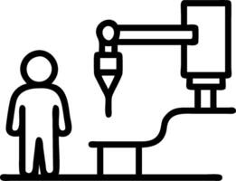 A man standing next to a machine that is making a tool vector
