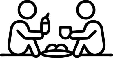 Two people sitting at a table with a bottle of water vector