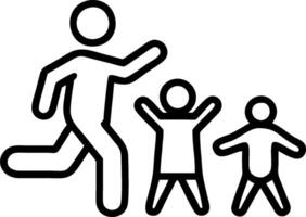 A black and white drawing of a man and two children vector