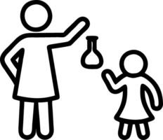 A woman and a child holding a flask vector