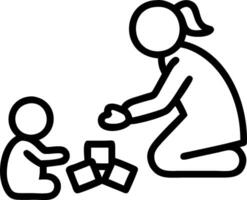 A woman and child playing with blocks vector