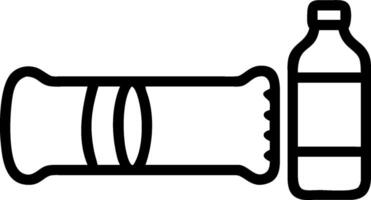 A bottle and a bag of food are shown in this illustration vector