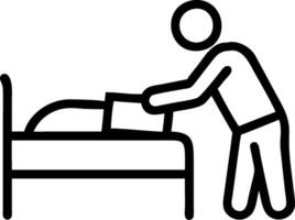 A man is putting a pillow on a bed vector