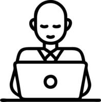 A man with a laptop is sitting at a desk vector