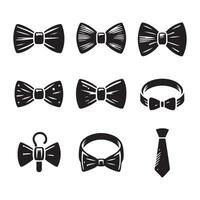 Ensemble of bow tie silhouettes spread on a white background vector