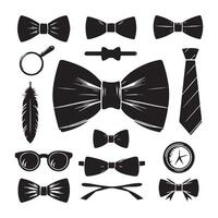 Range of unique bow tie silhouettes placed on a white surface vector