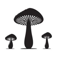 Mushrooms in silhouette form spread across a white surface vector