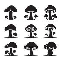 Display of mushroom outlines on a white canvas vector