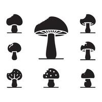 Mushroom forms silhouetted neatly on a white canvas vector