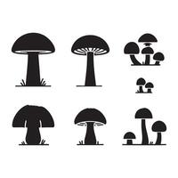 Assortment of mushroom forms silhouetted on white vector