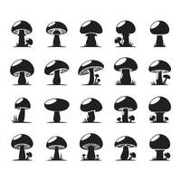 A layout of mushroom silhouettes against white backdrop vector