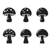 Gathering of mushroom silhouettes placed on a white surface vector