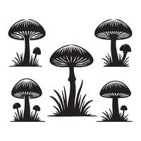 Series of mushroom shapes silhouetted on a white background vector