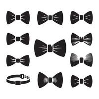 Grouping of bow tie silhouettes spread across a white background vector