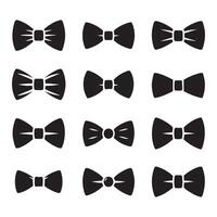 Range of stylish bow tie silhouettes on a white surface vector