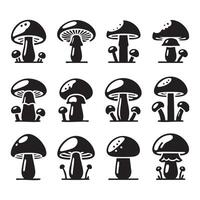 Mushroom shapes in silhouette displayed on a white background vector