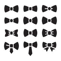 Assortment of distinctive bow tie silhouettes on white vector