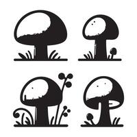 A range of mushroom silhouettes on a white backdrop vector